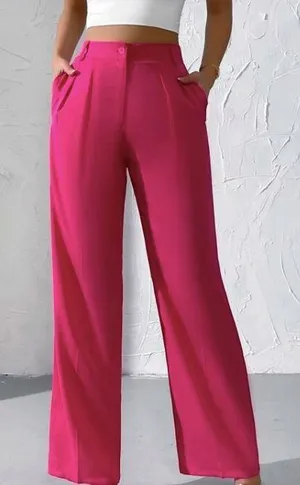 SheIn High Waisted Wide Leg Pants (Pink) thumbnail 1