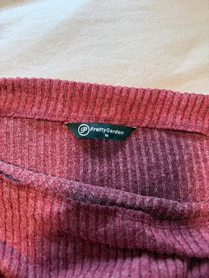 PRETTYGARDEN Asymmetrical Ribbed Long-Sleeve Top in Burgundy thumbnail 2