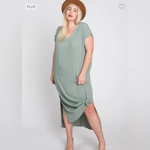 Sage Green Flowy Boxy Cut Sleeveless Maxi Dress with Pockets Jade by Jane NEW thumbnail 2