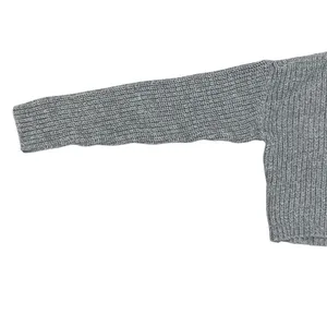 Aeropostale Womens XS Hooded Cropped Sweater Gray Knit V Neck Relaxed Cozy thumbnail 2