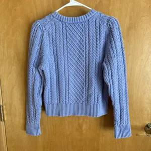 J.Crew Cable-knit puff-sleeve crewneck sweater‎ lavendar small BS978 thumbnail 7