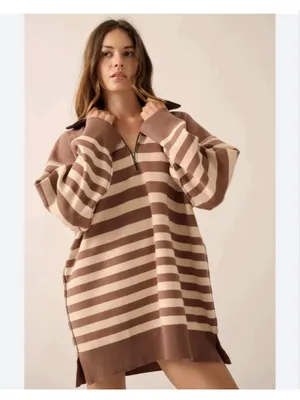 Prómesa New Half Zip Striped Mini Dress thumbnail 6