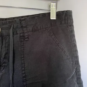 Faded Glory linen and cotton black shorts drawstring pockets‎ casual summer thumbnail 2