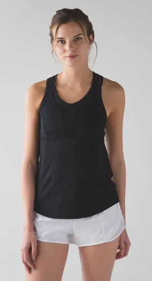 Lululemon Beat The Heat Tank Black Size 4 Strappy Back 2-in-1 Running thumbnail 1