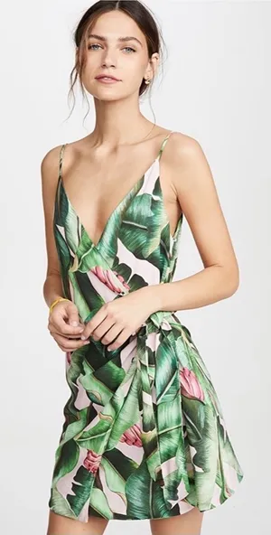FARM Rio Pink Palms Mini Wrap Dress medium thumbnail 1