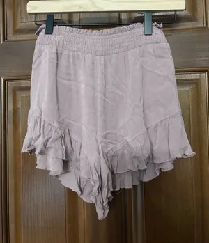 Dusty Mauve Ruffle High Waisted Flowy Shorts thumbnail 1