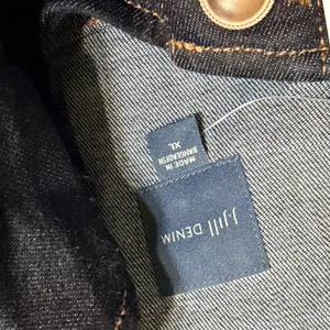 J. Jill Denim Jacket Womens XL Indigo Blue Collarless Gold Button Stretch XL thumbnail 7