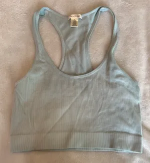 Green Ribbed Crop Top Blue Size M thumbnail 2
