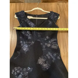 rickie freeman teri jon a line navy sleeveless floral sequin Mini dress 2 thumbnail 8