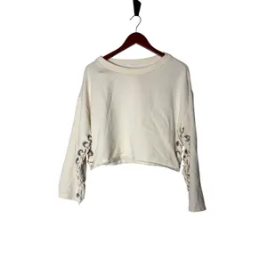 Alo Yoga Lace Up Pullover Suspension Sweatshirt in cream Sz M thumbnail 2