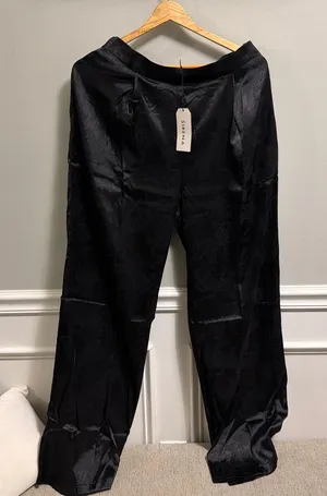 Sirena Satin Pants with Subtle Leopard print Black Size L thumbnail 1