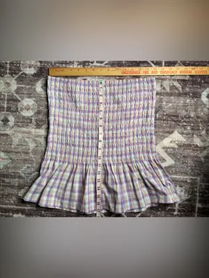 Timing Women’s Smocked Lilac Plaid/Gingham Babydoll Skirt & Top Matching Set|LRG thumbnail 9