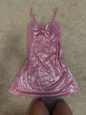 Cute pink bow dress summer dress thumbnail 1