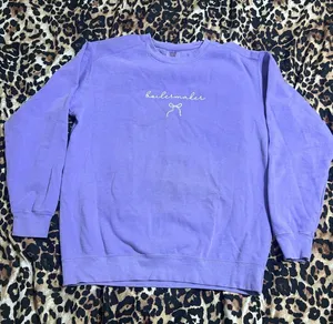 Comfort Colors Lavender Crewneck Sweatshirt with Script Bow thumbnail 1