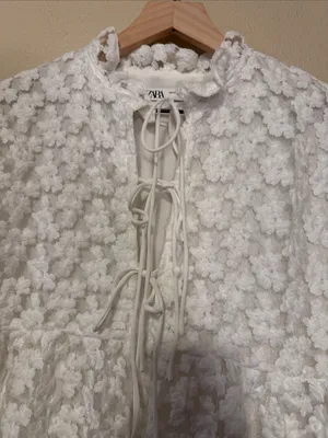 ZARA TEXTURED WEAVE MINI DRESS WHITE Size XS thumbnail 6