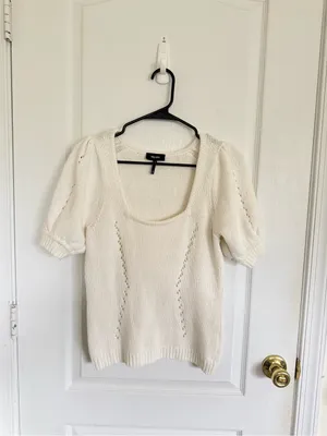 Me + Em Chunky Cotton Square Neck Top White Size XS thumbnail 5