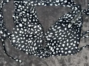 Zaful Black and White Speckled Padded Swimsuit Top Medium thumbnail 6