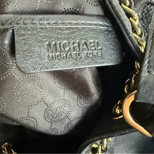 MICHAEL Michael Kors Black and Gold Shoulder Bag with‎ Chain Detail Bucket thumbnail 15