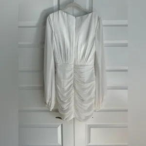 Ieena for Mac‎ Duggal Long Blouson Sleeve Ruched Chiffon Cocktail Dress- NWT thumbnail 4
