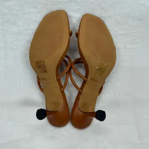 Matiko Arlo Heeled Mules Strappy Square Toe Cognac‎ Brown Heels Size 38 thumbnail 9