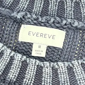 Evereve Distressed Cable Knit Cotton Sweater Navy Blue Sz M‎ EUC Fisherman thumbnail 2