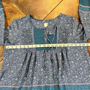 Gap Women’s Floral Blue Boho Peasant Blouse Size Medium thumbnail 7