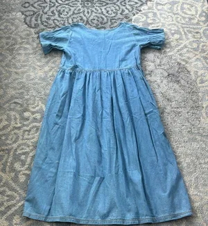 Vintage True Blue Button Down Denim Dress Blue Large thumbnail 7