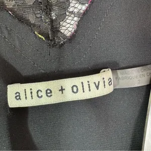 Alice + Olivia Adele Floral Wrap Midi Dress with Lace Trim Black Size 2 thumbnail 14