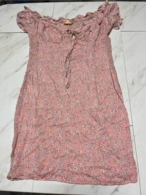 NWT Who I Am Pink Floral Off the Shoulder Ruffle Sleeve tie Front mini dress 10 thumbnail 3