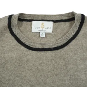 Joan Vass Cashmere Sweater‎ Women's Medium Tan Black Contrast Trim Crew Neck thumbnail 3