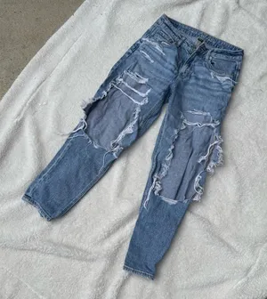 American Eagle Outfitters Blue Boyfriend Jeans Distressed thumbnail 1