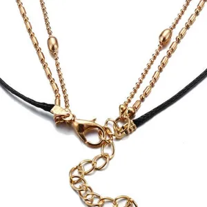 Boutique NEW Gold Dainty‎ Leather Moon 3 Layer Adjustable Necklace thumbnail 6