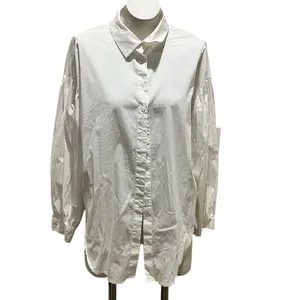 Eloquii Women's Puff Sleeve Button-Down Shirt White Size 14 thumbnail 3