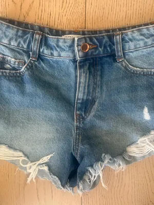 Zara Light Blue Distressed Jean Shorts thumbnail 4