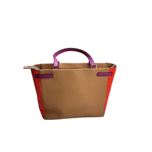 Kate Spade New York‎ Pebbled Leather Colorblock Tote Bag Tan Red Purple thumbnail 3