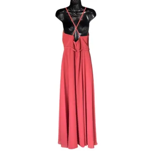 Azazie‎ Naeem Dress Size A8 A-line V Neck Ruffle Chiffon Terracotta thumbnail 4