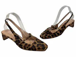 J.CREW Colette Buckle Slingback Leopard Print Calf Hair Kitten Heel Pumps Sz 8.5 thumbnail 1