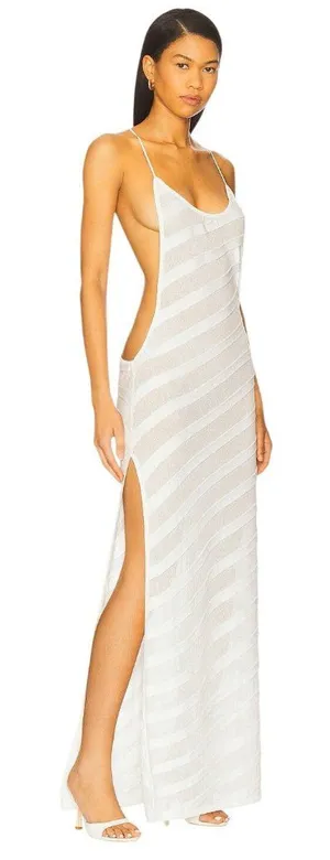 Jaded London Knit Maxi Dress in White Noir Small New Womens Long thumbnail 1