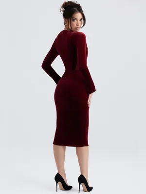 House of CB Solaine Velvet Corset Gown S Burgundy Gothic Vampire thumbnail 5