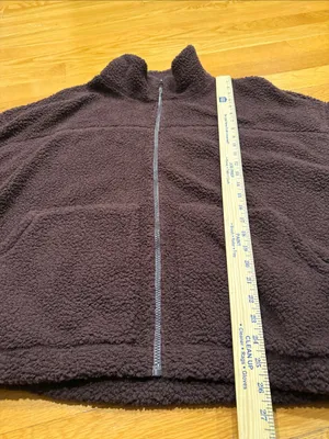 NWT Old Navy plum wine slouchy sherpe zip jacket size XXlarge. thumbnail 3