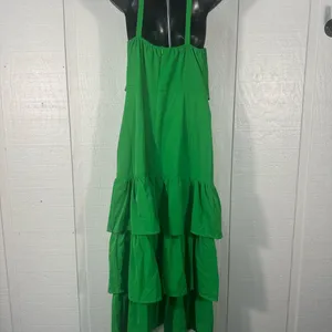 Misa Hylton for INC Green High Neck Spaghetti Strap Tiered Dress Size Small NWOT thumbnail 7
