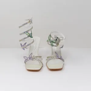NEW Azalea Wang Zarya Crystal Jewel Butterfly Ankle Wrap Stiletto High Heels thumbnail 2