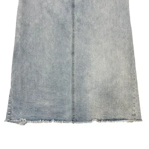 American Eagle 90s Maxi Skirt 4 Light Wash Distressed Denim Slit Grunge READ!‎ thumbnail 13