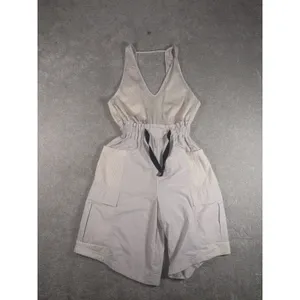 FP Movement Free People Hot Shot Cargo Romper Off White Mesh V-Neck Xs thumbnail 2