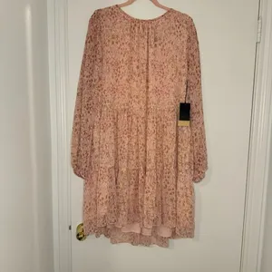 NWT Halogen Abstract Print Long Sleeve Tiered Dress in Ballet Slipper Size XXL thumbnail 2
