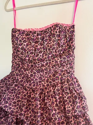 Betsey Johnson Pink Floral Tiered Ruffle Dress thumbnail 2