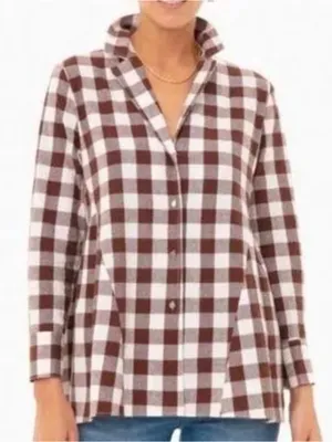 Tuckernuck Pomander Place Brown Gingham Scarlett Button Down Blouse XS thumbnail 2