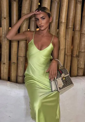 ZARA Dress light green Slip Midi Satin Effect Maxi Wedding Party thumbnail 1
