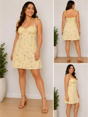Princess Polly‎ Yellow Floral Spaghetti Strap Mini Dress Size 6 thumbnail 2