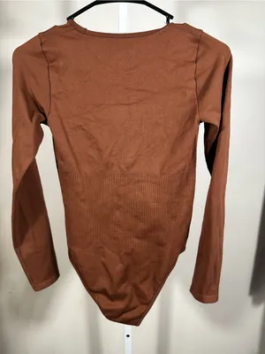 N21. OQQ- Long Sleeve Square Neck Bodysuit - Brown thumbnail 3